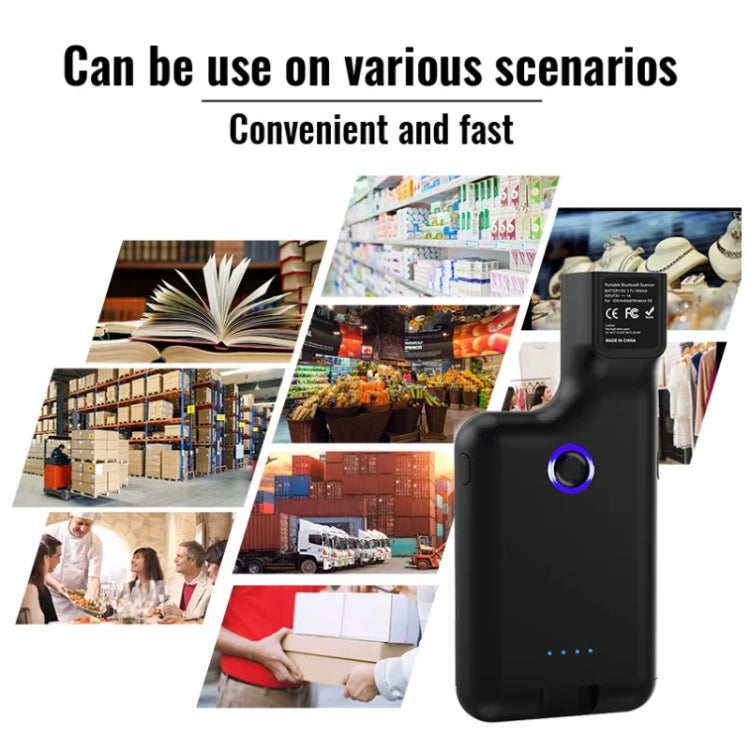HC101D  2D Bluetooth Barcode Scanner Wireless Back Clip Phone Barcode Reader, 2D Middle, 2D Side