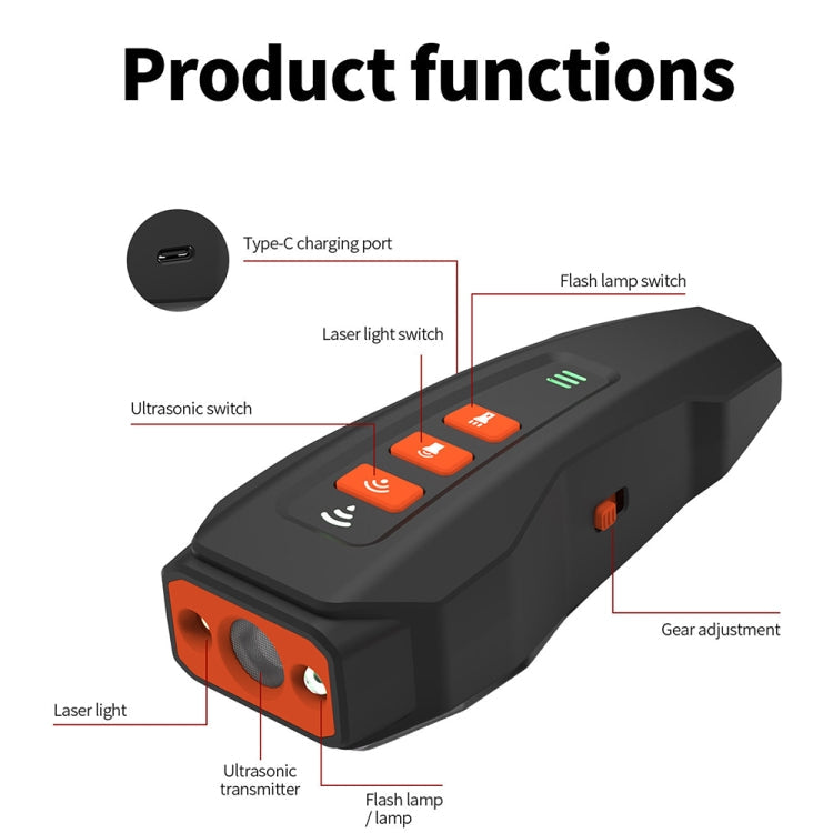 LED Flashing Light Handheld Ultrasonic Bark Arrester Frequency Conversion Dog Training Device(Dark Gray)