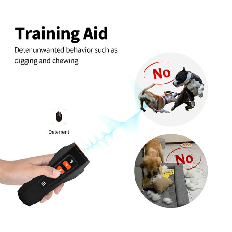 LED Flashing Light Handheld Ultrasonic Bark Arrester Frequency Conversion Dog Training Device(Dark Gray)