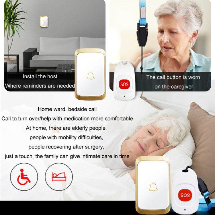 CACAZI C20 Two To Three Wireless Pager For The Elderly Home Care Waterproof Emergency Pager, EU Plug(Black)