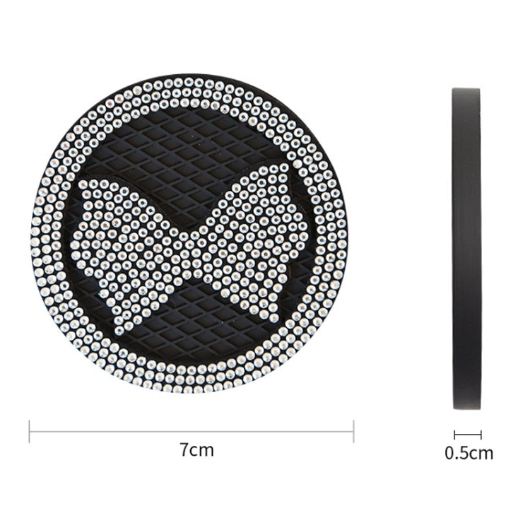 Car Multifunctional Anti-slip Coaster with Diamond Bow Crystal