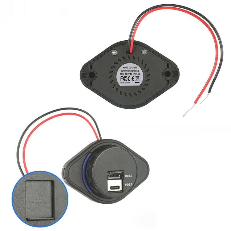 2 in 1 Car Modification Fast Charging USB-C Car Charger, UCC-320 QC3.0+PD