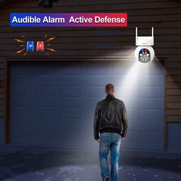 SriHome SH052 Wifi 5MP Wireless PTZ IP AI Auto Tracking Sound&Light Alarm Starlight Color Night Vision Outdoors Surveillance Camera, Plug: EU