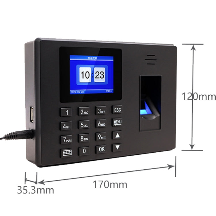 Fingerprint Recognition Voice Broadcast Smart Report Generation Attendance Machine, Model: Black EU Plug
