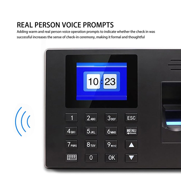Fingerprint Recognition Voice Broadcast Smart Report Generation Attendance Machine, Model: Gold UK Plug