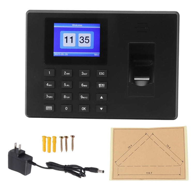 Fingerprint Recognition Voice Broadcast Smart Report Generation Attendance Machine, Model: Gold US Plug