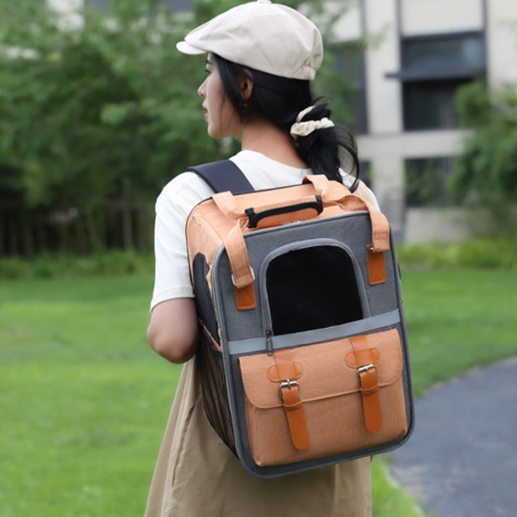 Outdoor Portable Shoulder Pet Backpack Handheld Foldable Breathable Cat Bag(Style 6 Orange)