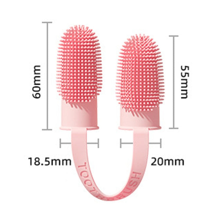 2pcs Pet Teeth Cleaning Dual Finger Toothbrush Dogs And Cats Oral Cleaning Tools(Pink)