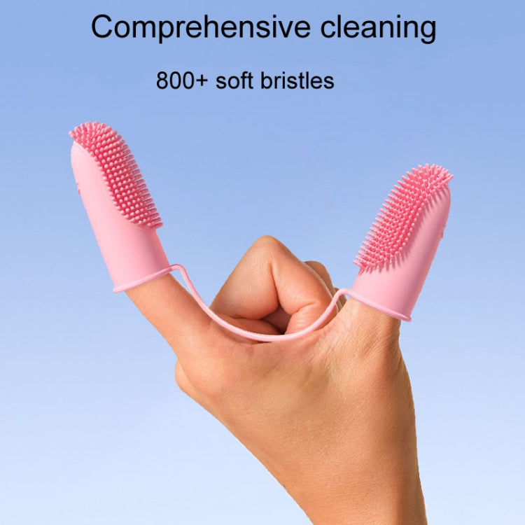2pcs Pet Teeth Cleaning Dual Finger Toothbrush Dogs And Cats Oral Cleaning Tools(Grass Yellow)