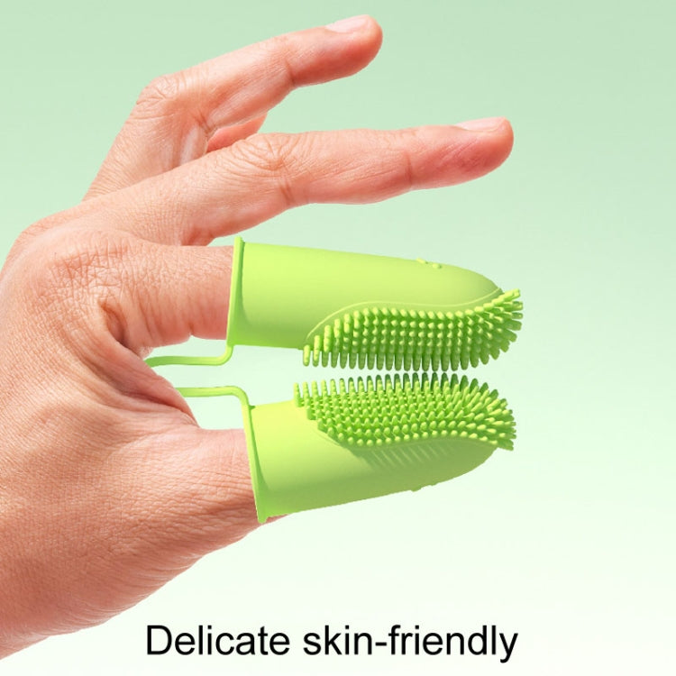 2pcs Pet Teeth Cleaning Dual Finger Toothbrush Dogs And Cats Oral Cleaning Tools(Grass Yellow)