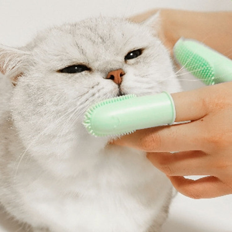 2pcs Pet Teeth Cleaning Dual Finger Toothbrush Dogs And Cats Oral Cleaning Tools(Pink)