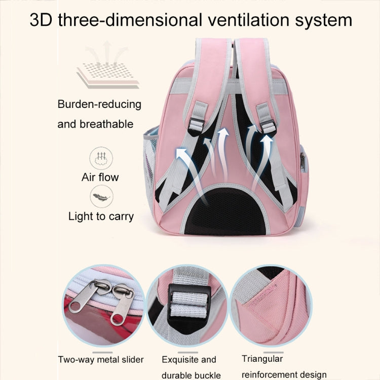 Cartoon Pattern Cat Transparent Pet Bag Space Capsule Portable Pet Backpack, Color: Pink