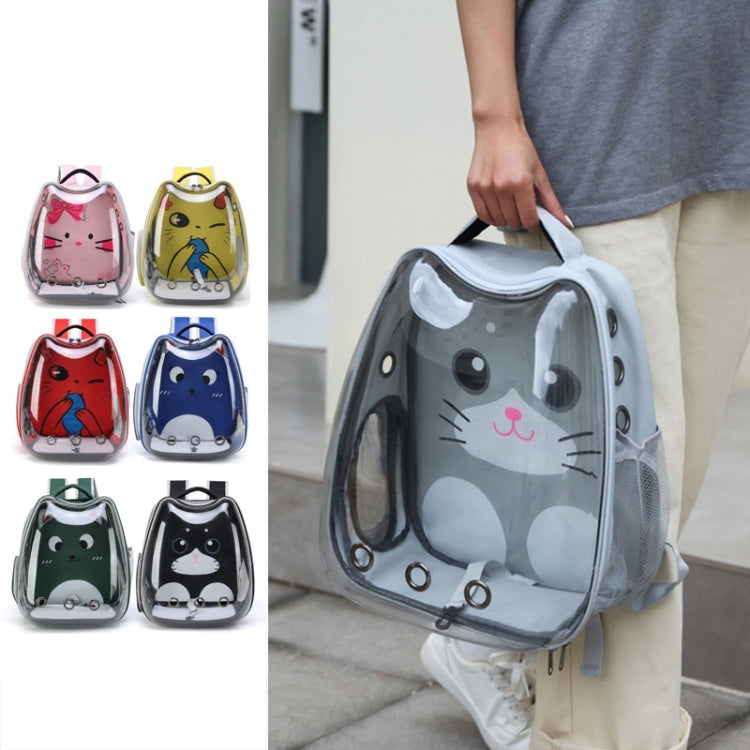 Cartoon Pattern Cat Transparent Pet Bag Space Capsule Portable Pet Backpack, Color: Blue