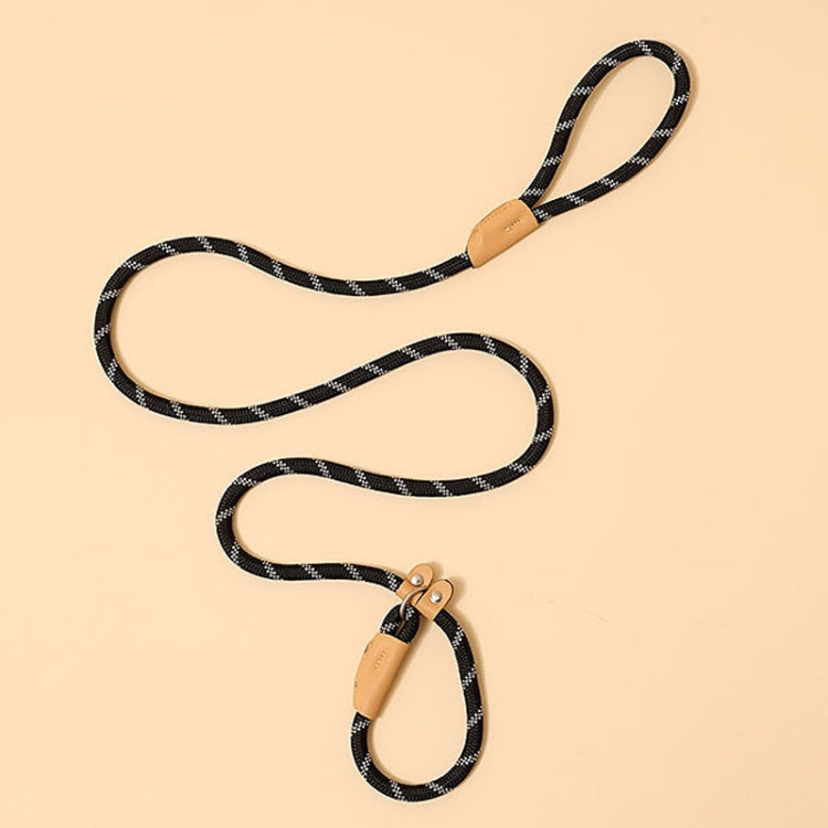 1.5m x 1cm Dog Traction Rope Mid Large Dog Universal Safety Buckle Chain Circle(Black)