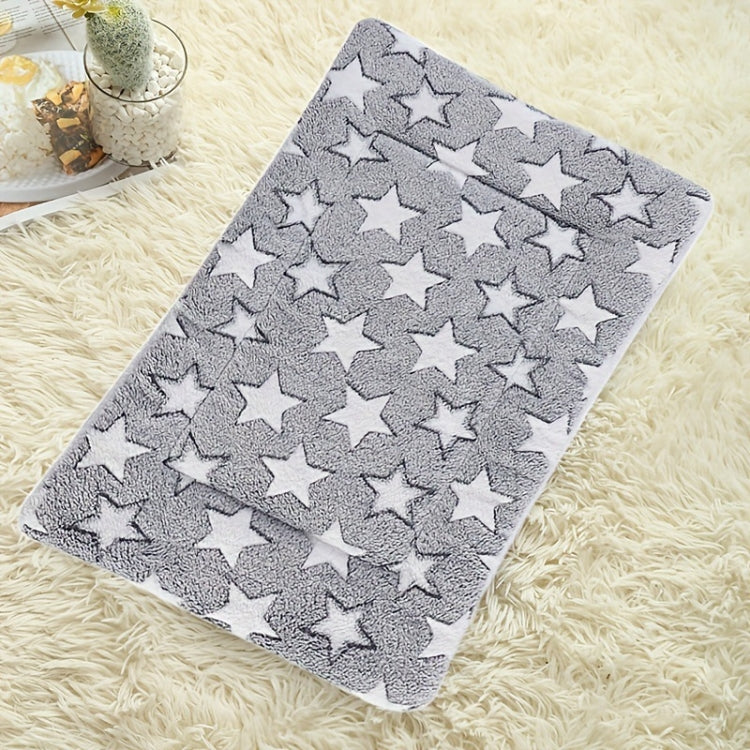 32x25cm Thickened Pet Cushion Cat Dog Blanket Pet Bed(Gray White Stars)