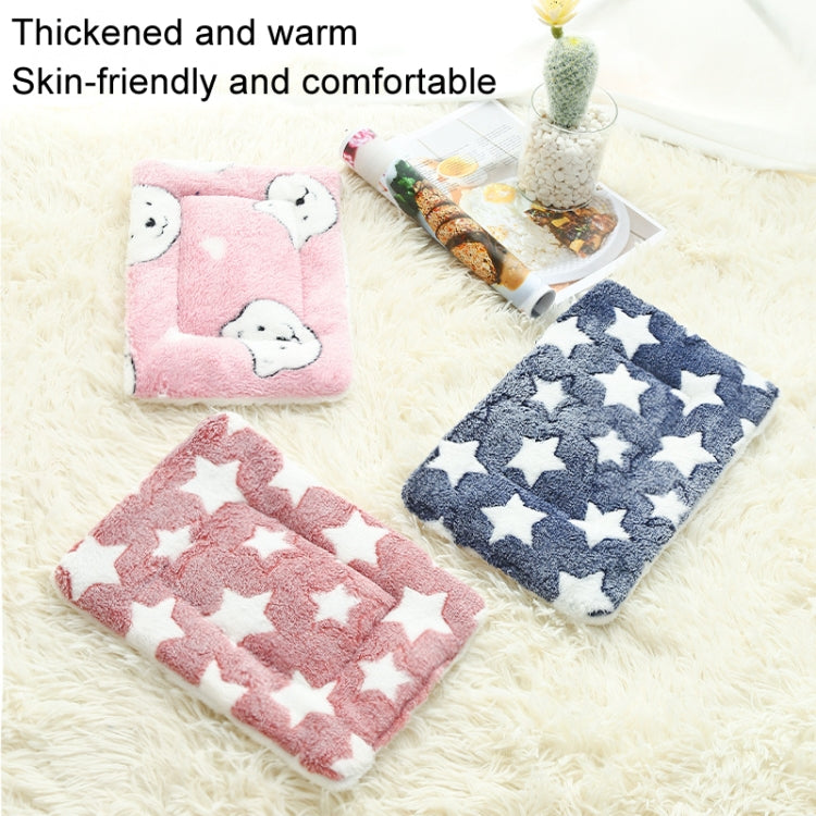 49x32cm Thickened Pet Cushion Cat Dog Blanket Pet Bed(Pink Stars)