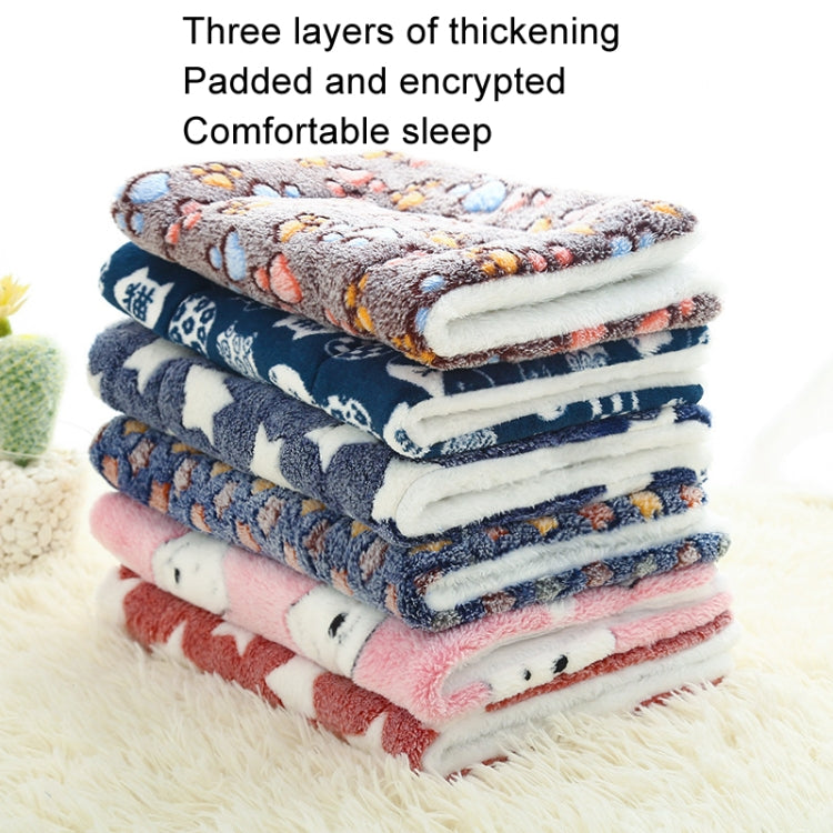 61x41cm Thickened Pet Cushion Cat Dog Blanket Pet Bed(Gray White Stars)