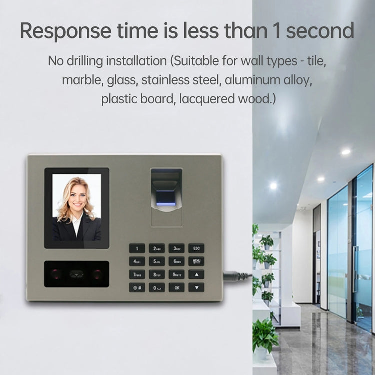 FA03 Intelligent Voice Prompt Face Recognition Fingerprint Attendance Machine(English with UK Plug)