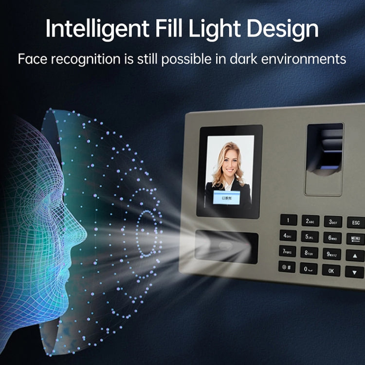 FA03 Intelligent Voice Prompt Face Recognition Fingerprint Attendance Machine(English with UK Plug)