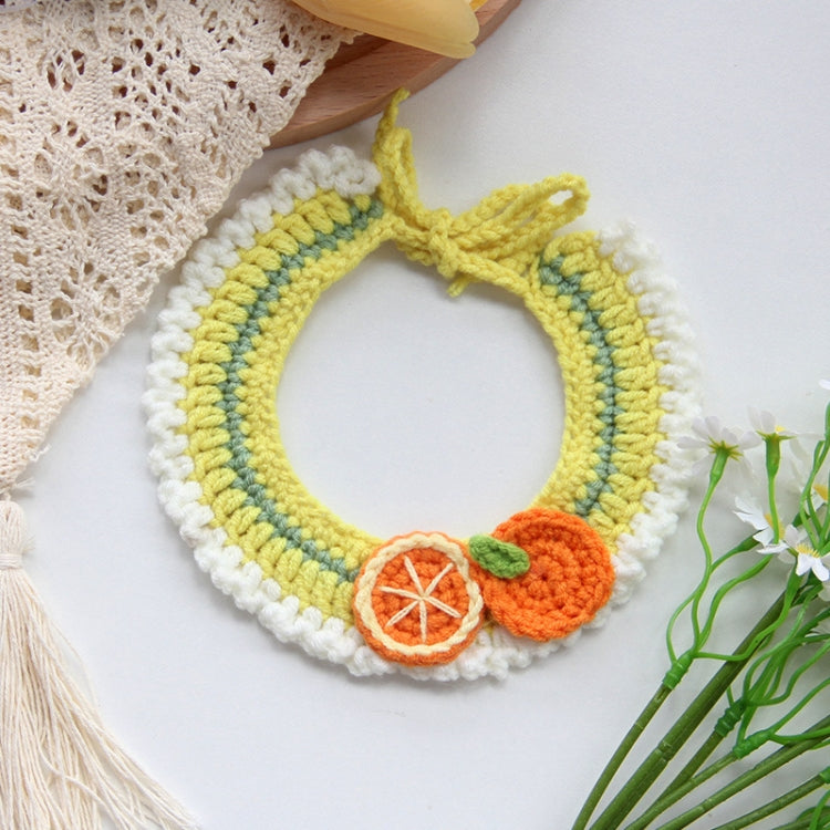 Cats Dog Cute Knitted Collar Woolen Collar Handmade Scarf For Photo Decoration, Style: Lime Green Oange(L)