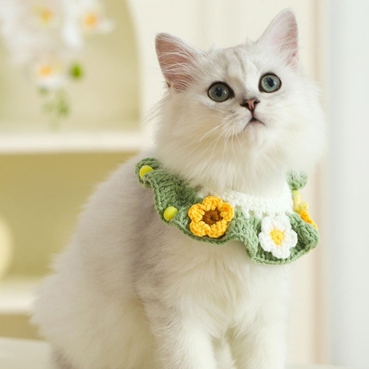 Cats Dog Cute Knitted Collar Woolen Collar Handmade Scarf For Photo Decoration, Style: Corn Radish Flower(M)