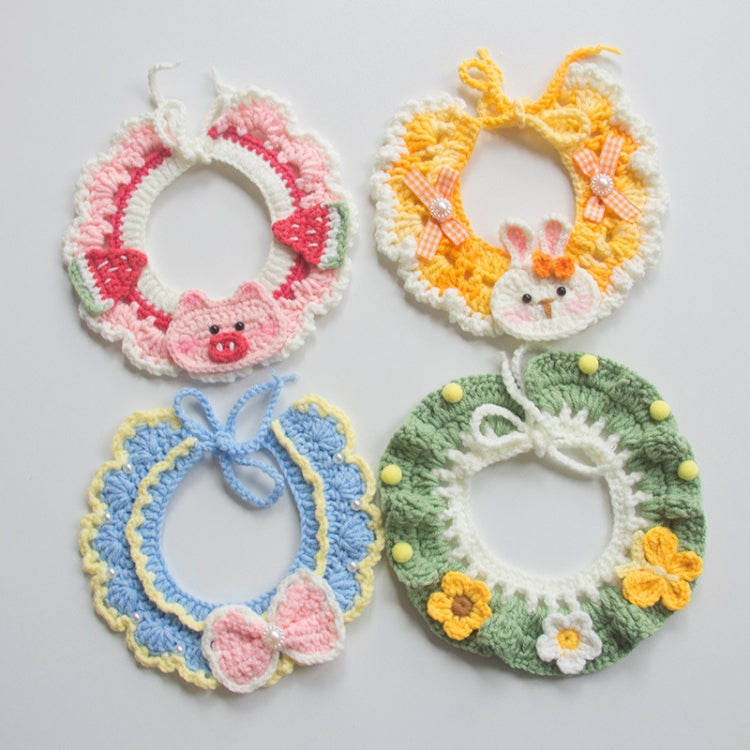 Cats Dog Cute Knitted Collar Woolen Collar Handmade Scarf For Photo Decoration, Style: Cherry Pink(L)