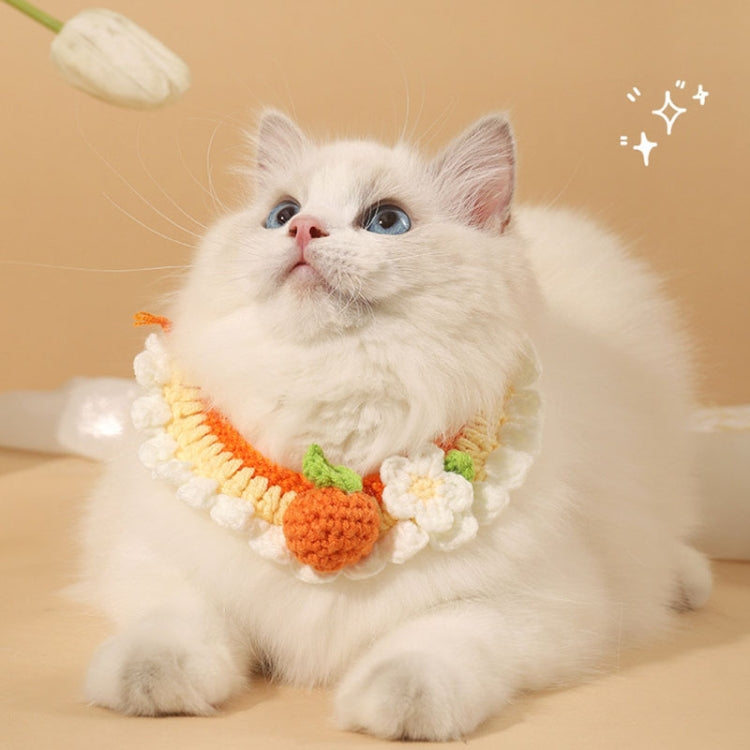Cats Dog Cute Knitted Collar Woolen Collar Handmade Scarf For Photo Decoration, Style: Lime Green Oange(L)
