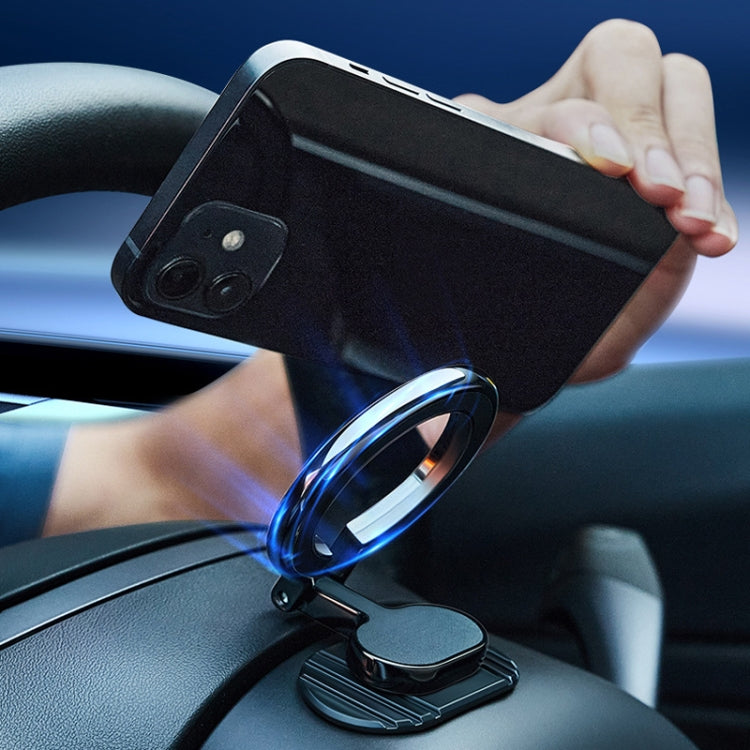 Magnetic Folding Car Phone Holder Rotatable Steering Wheel Stick-On Navigation Stand, D21