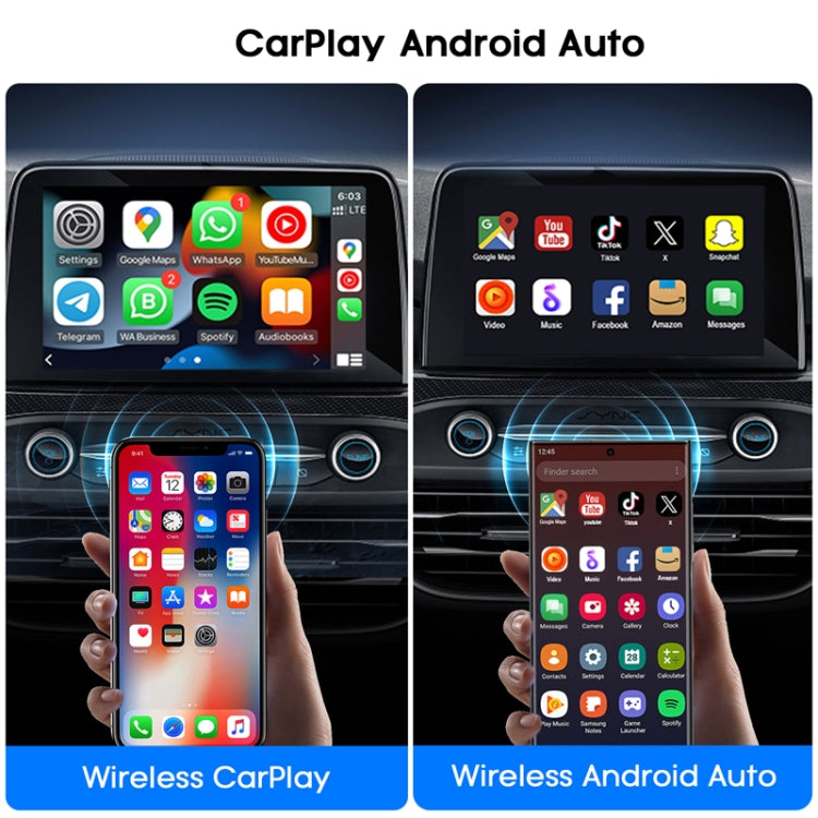 Car Carplay Box Wired to Wireless Bluetooth Adapter, For Android, For IOS, 2 in 1