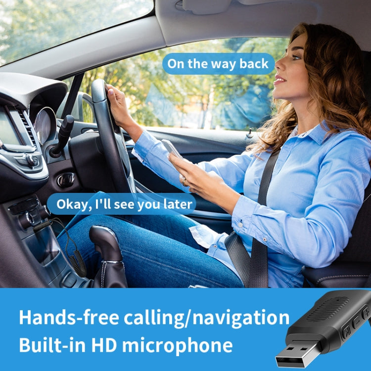 Bluetooth 5.4 Adapter Car Bluetooth Receiver Support U Disk Play AUX To USB