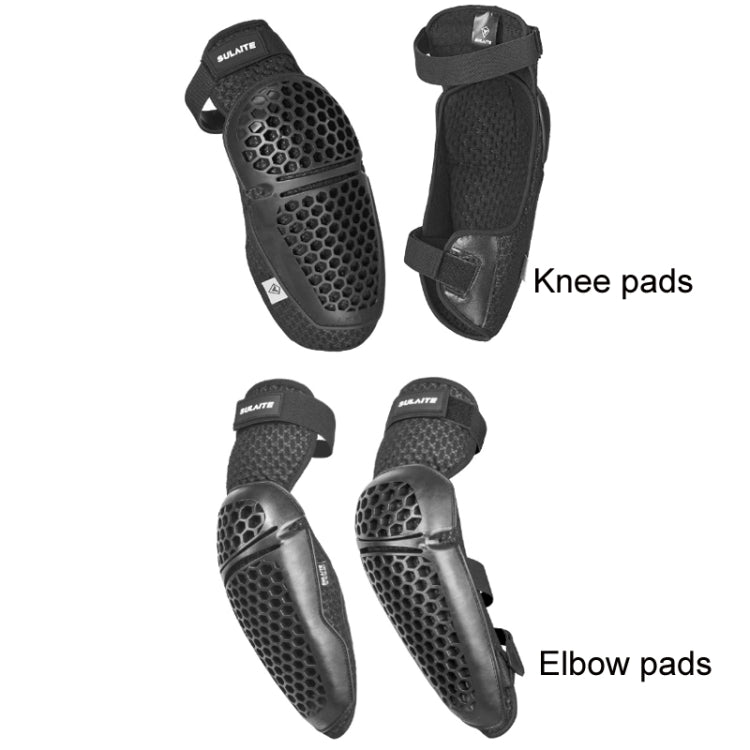 SULAITE Cycling Honeycomb Breathable Heat Dissipation Motorcycle Adjustable Protective Gear, 2pcs /Set Knee Pads, 2pcs /Set Elbow Pads, 4pcs /Set Knee Elbow Pads