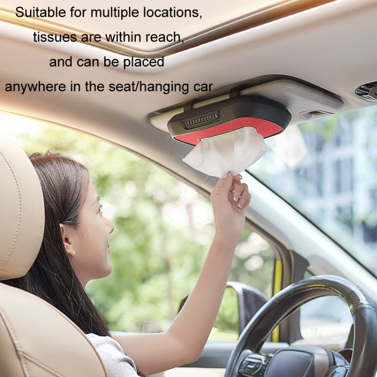 Car Sun Visor Hanging Sunroof Seat Back Tissue Box, Leather Black, Leather Beige, Leather Brown, Leather Red, Suede Dark Gray, Suede Beige, Suede Brown, Suede Red
