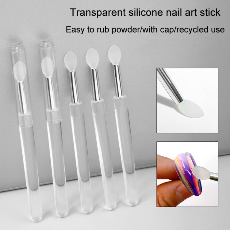 Nail Art Silicone Applicator Sticks Multi-Purpose Dabbing Powder Glitter Eyeshadow Brush Applying Manicure Tool, 2pcs