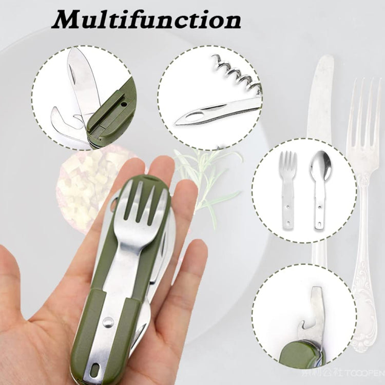 SY-FT008 7-in-1 Multifunctional Outdoor Camping Portable Folding Tableware Combination