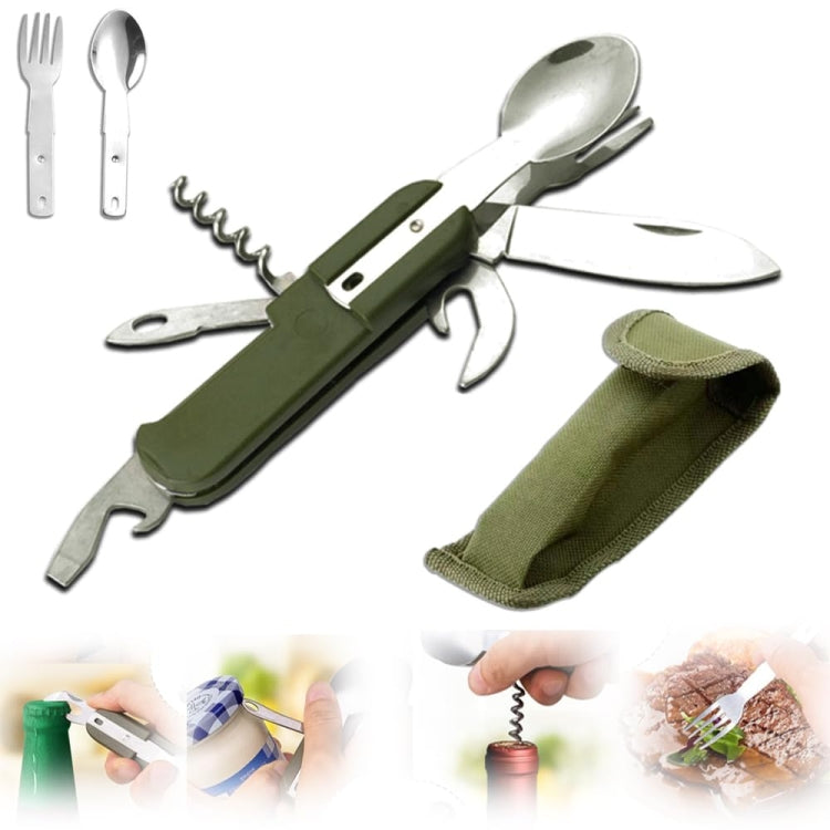 SY-FT008 7-in-1 Multifunctional Outdoor Camping Portable Folding Tableware Combination