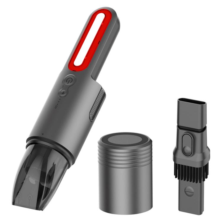 Car Mini Portable Powerful Suction LED Flashing Warning Light Outdoor Lighting Vacuum Cleaner, V8