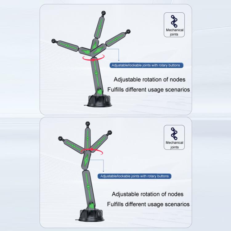 Extended Car Mechanical Arm Telescopic Cell Phone Holder Car Windshield Dashboard Large Suction Cup Navigation Mount