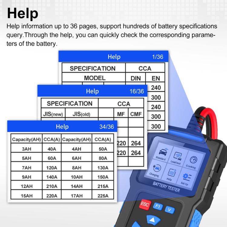 12/24V Multi-Function Car Battery Fault Diagnosis Tester, BT300