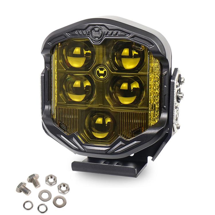 OL-21W03Y 7 Inch 3-Sided Illumination High / Low Beam Car Modified Work Light Roof Light  A-Pillar Spotlights