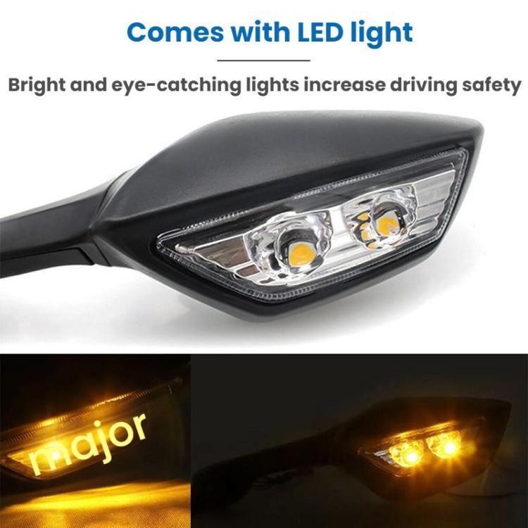 Motorcycle Rearview Mirror With LED Light For Kawasaki ZX-10R 2011-2015