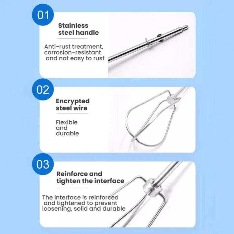 2pcs /Set 304 Stainless Steel Whisk Attachment For Donlim, Hauswirt Electric Hand Mixers