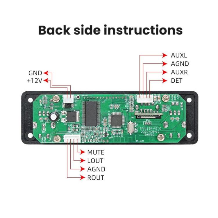 MP3 Bluetooth Decoder Board Modification Car Audio Player Module, TPM119A