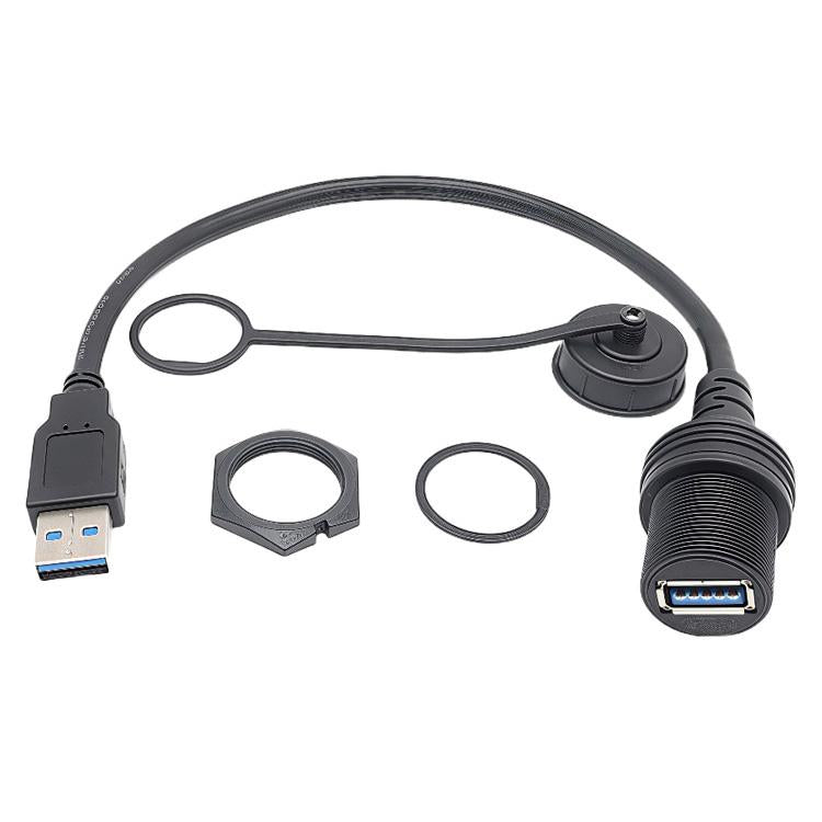 Male To Female 1m Car Boat Yacht Dashboard Extension AMAF Data Charging Connection Cable, USB3.0, USB2.0