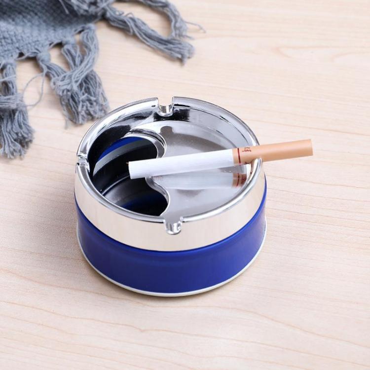 Rotating Sealed Ashtray with Lid Windproof Electroplated Finish Desktop Ashtray
