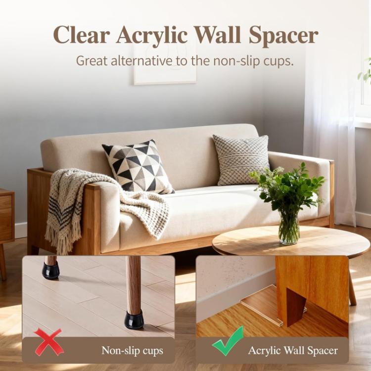 Acrylic Sofa Wall Shield For Furniture & Wall Protection Barrier, Single, Double