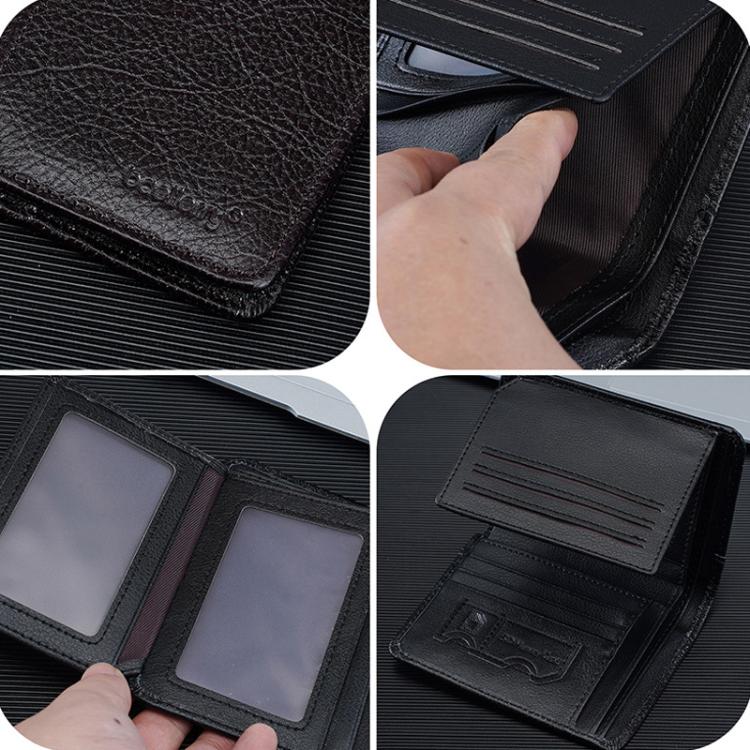 Baellerry D3112 Leather Men Short Wallet Vintage Tri-Fold Multi-Card Holder