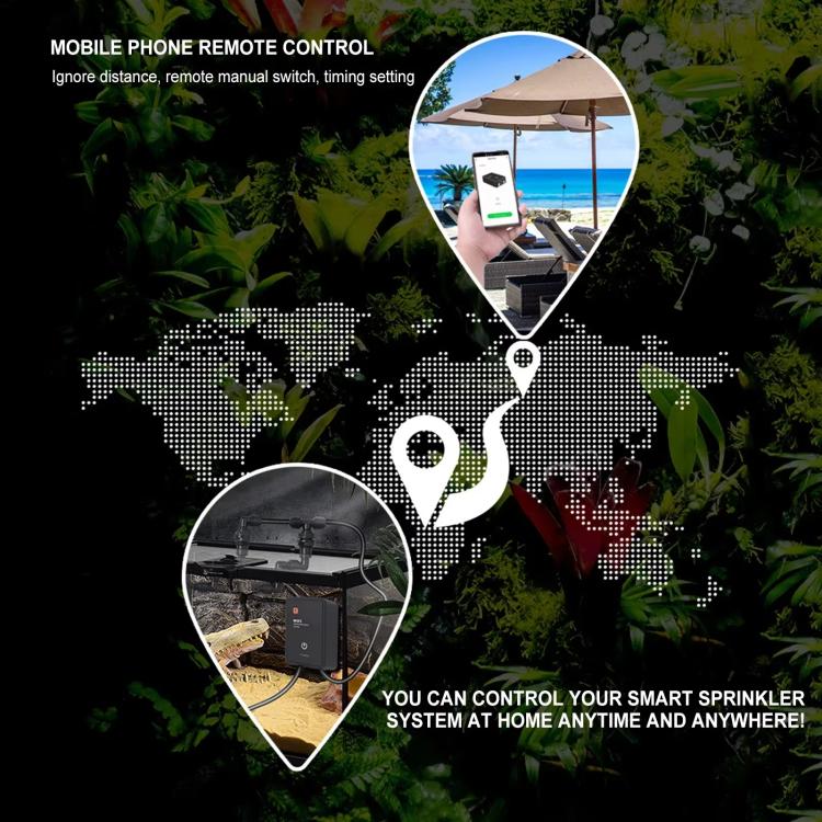 WiFi Misting System For Rainforest Vivariums Smart Timer Control Via Tuya App Low Noise Spray Kit, EU Plug, US Plug, UK Plug
