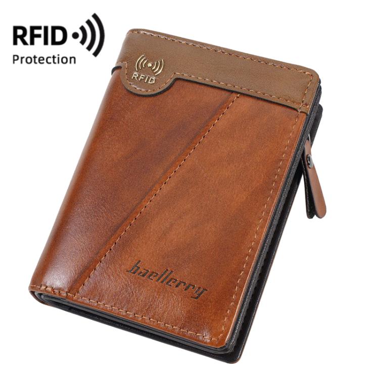 Baellerry D5592 Men Compact Wallet Vintage Waxed Leather RFID Multi-Card Holder