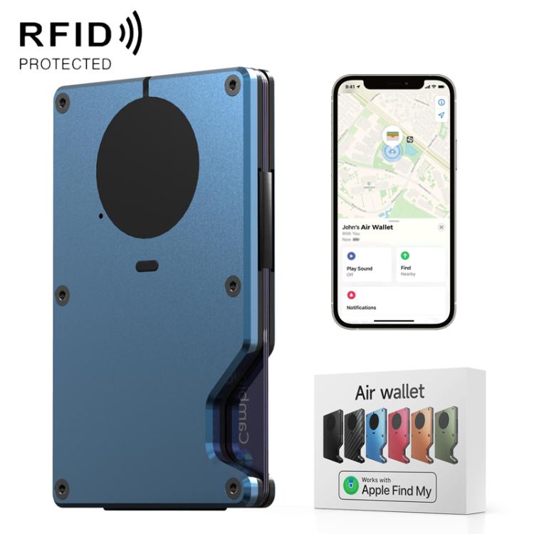 Find My Enabled Metal Wallet Built-in Tracker Chip & RFID Blocking  Anti-Loss Aluminum Card Holder with Sound Alert