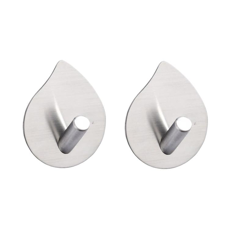 2pcs /Pack Stainless Steel Teardrop Adhesive Hook No-Drill Wall Hanger for Bathroom, Kitchen, and Wardrobe, J Shape Silver, J Shape Black, Oblique Silver, Oblique Black, NO.12 Silver, NO.12 Black